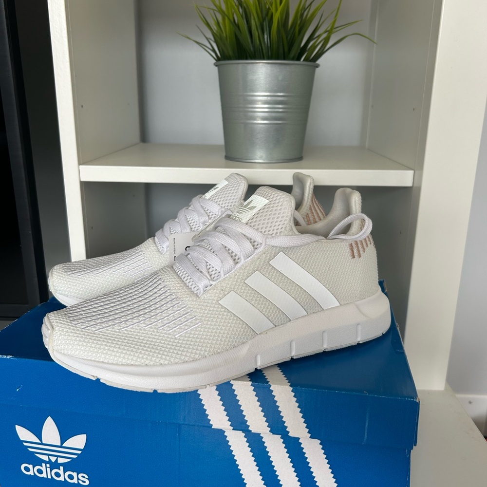 adidas White Low-Top Knit Sneakers